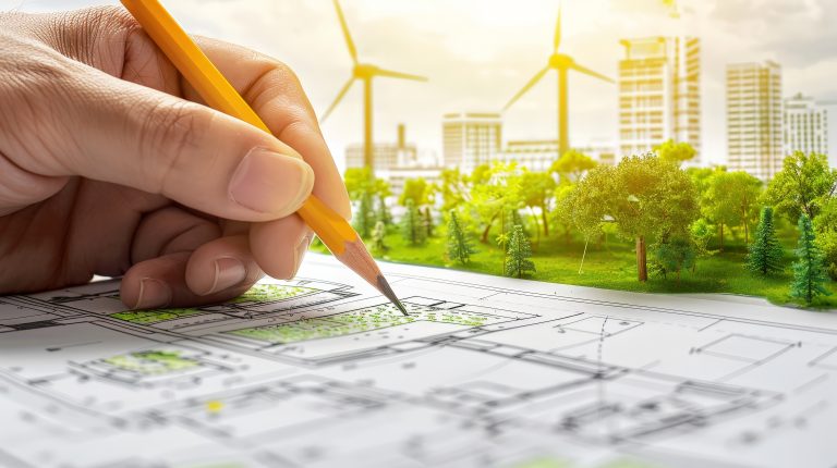 Sustainable Urban Planning in Detailed Illustration